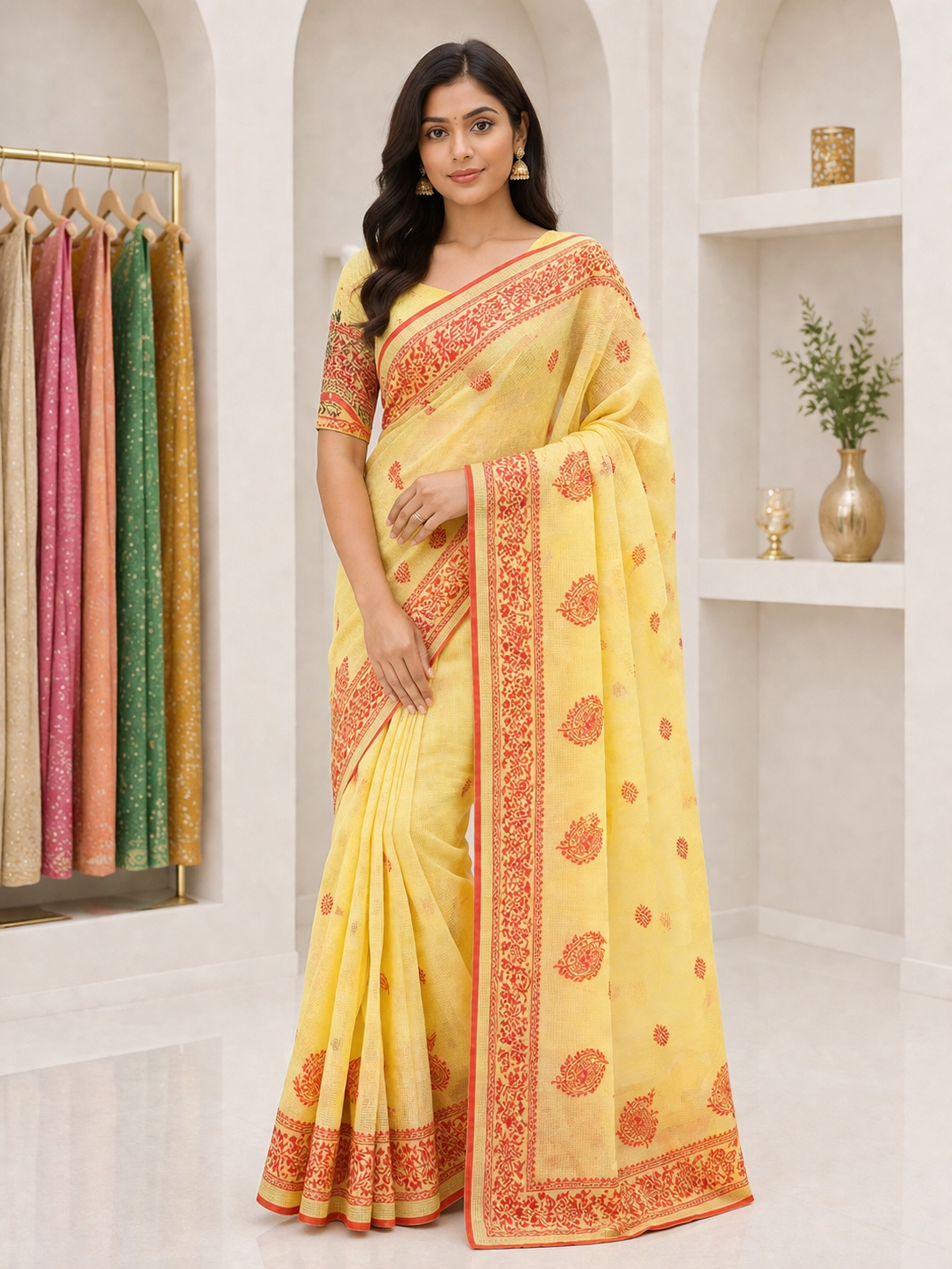 Resham Check Designer Saree