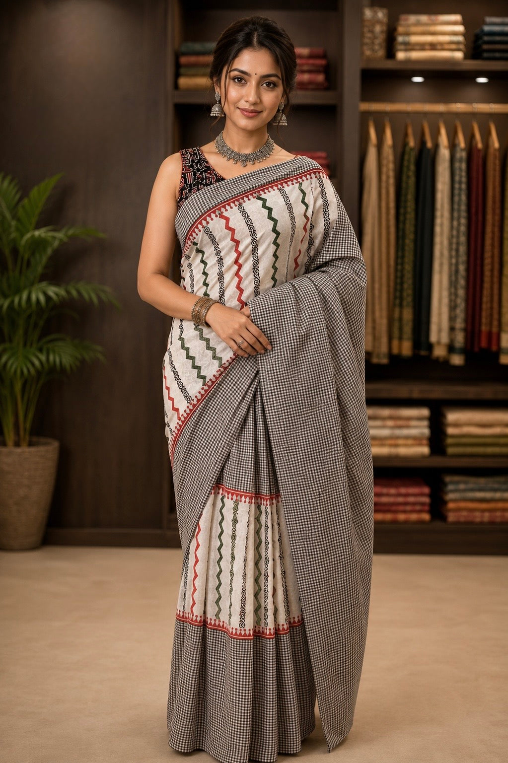 Gamcha Grace Handblock Cotton Saree (Heritage Edition)