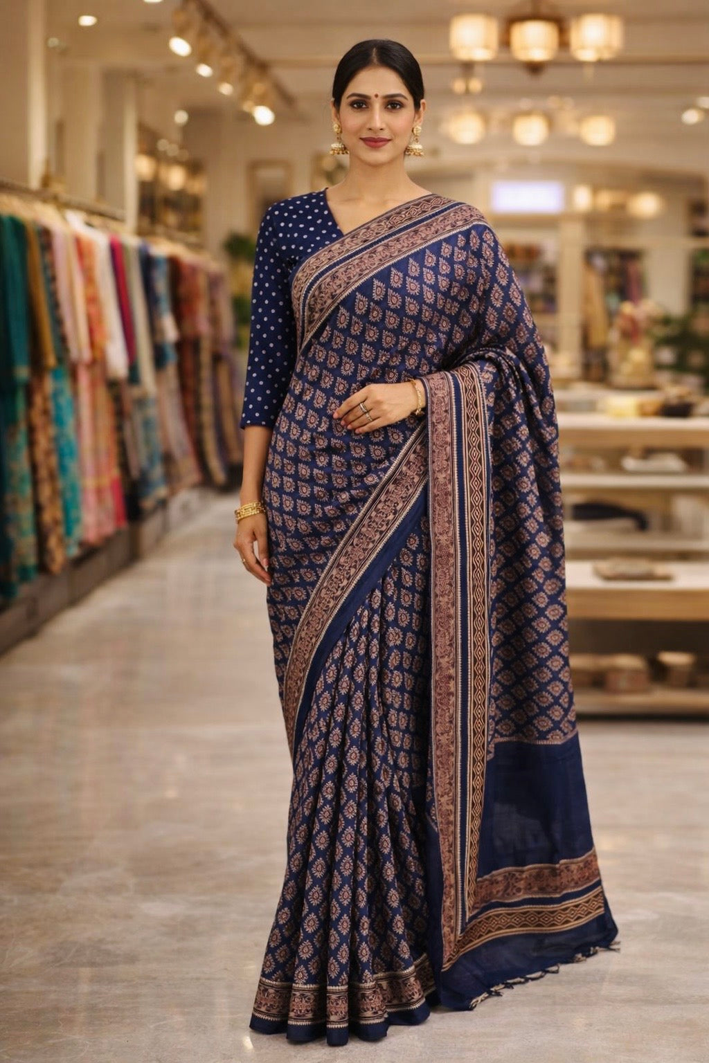 Soft Modal Block Print Saree