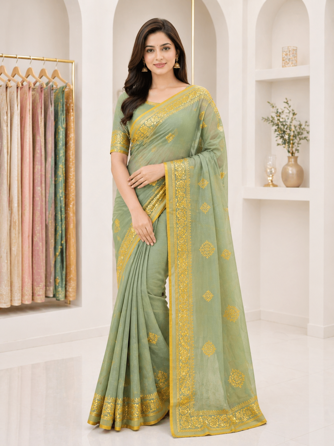 Resham Check Designer Saree