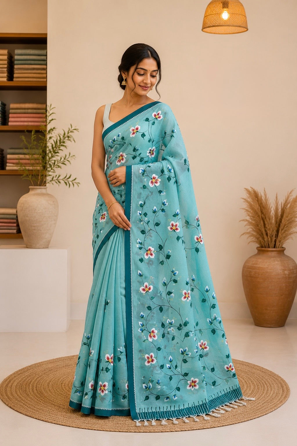 Rupkatha Floral Fabric Cotton Saree