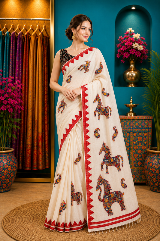 Ashwa Rang Dhanekhali Cotton Saree