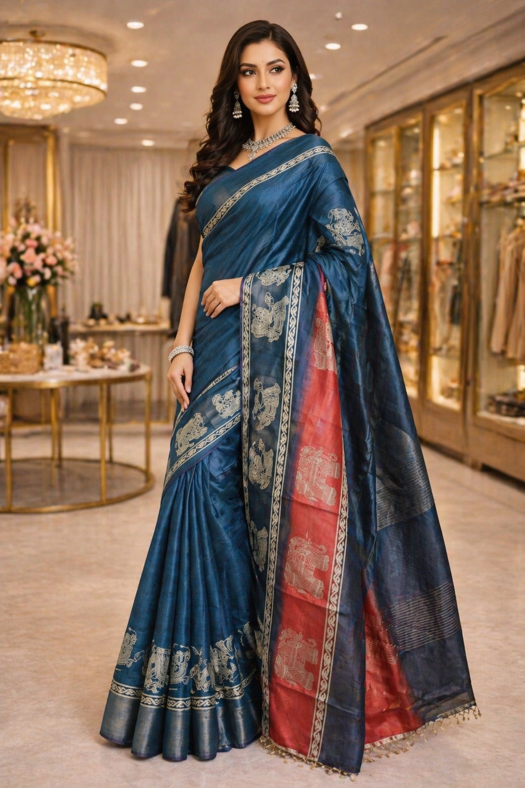 Premium Tassar Silk Saree with Zari Border