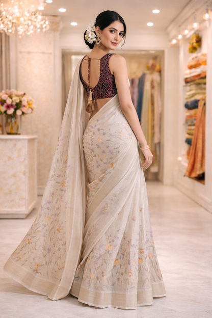 Jute Tissue Soft Sheen Saree