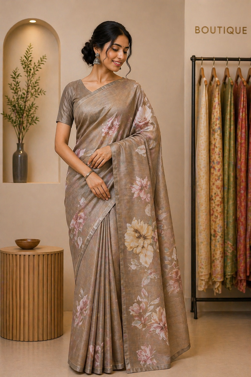 Semi Tassar Silk Marble Flow Saree