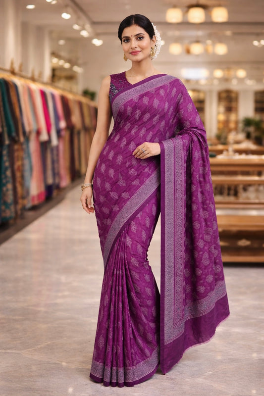Soft Modal Block Print Saree