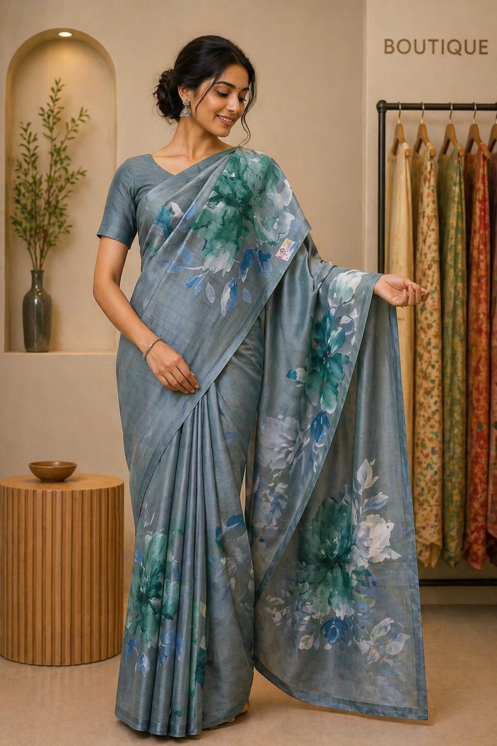 Semi Tassar Silk Marble Flow Saree
