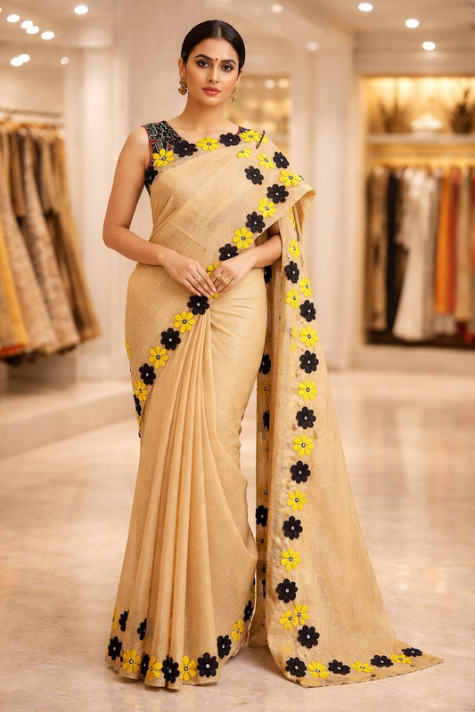 Classic Resham Kota Floral Applique Saree