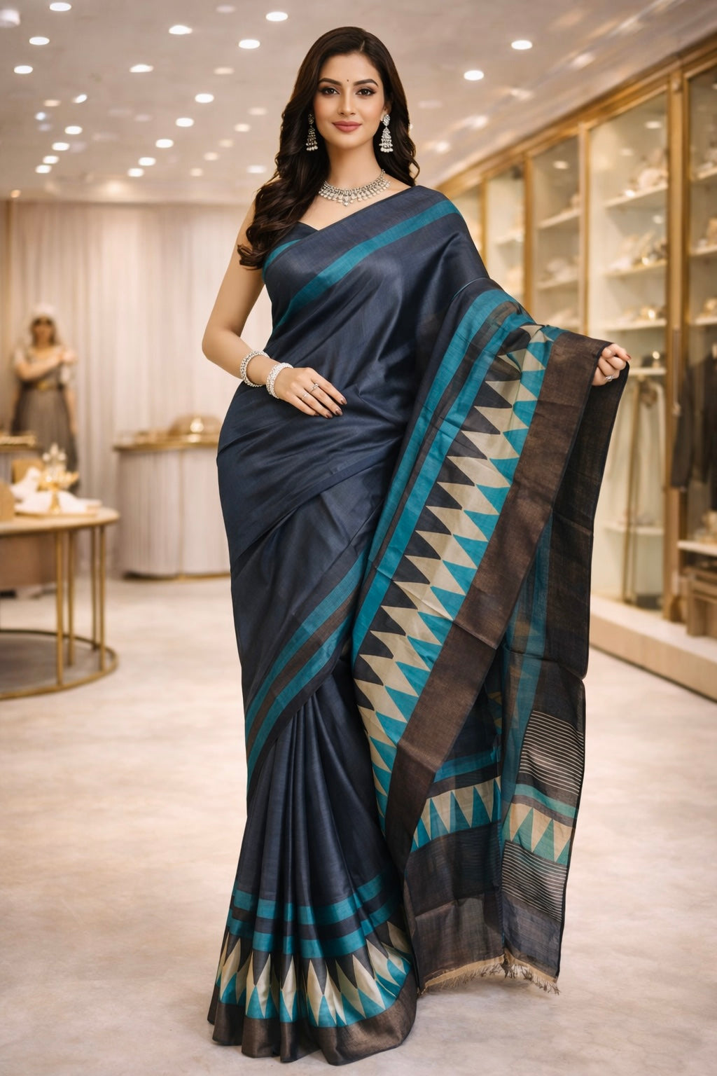 Premium Tassar Silk Saree with Zari Border