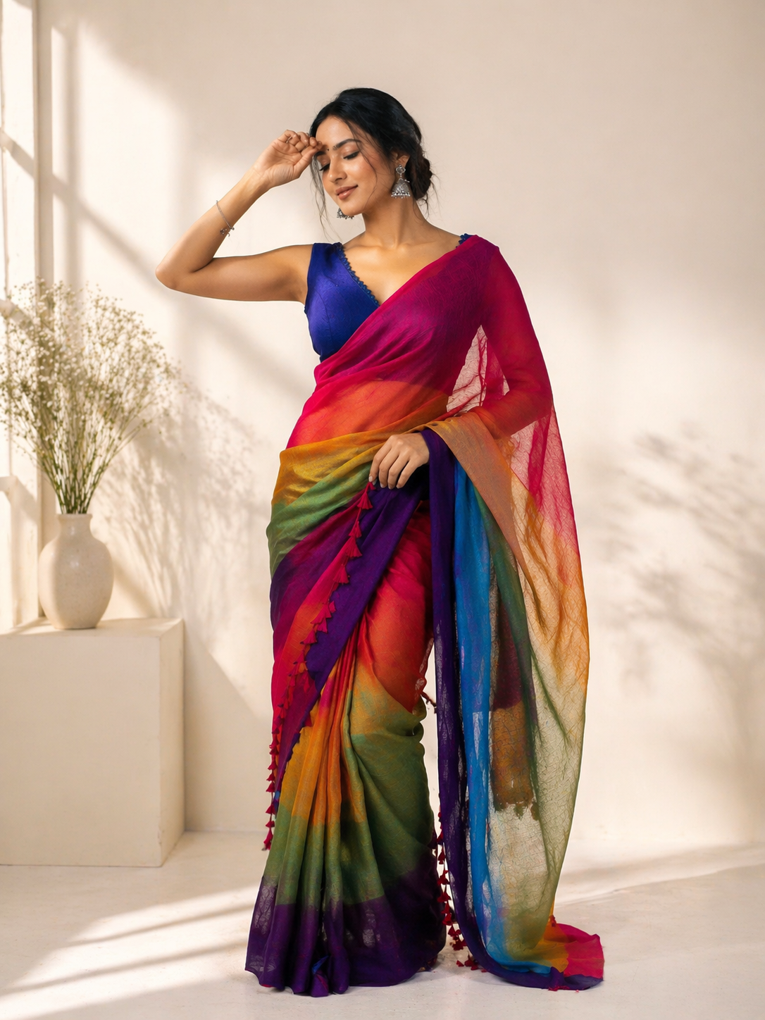 Multi-Colour Cotton Digitally Printed Saree