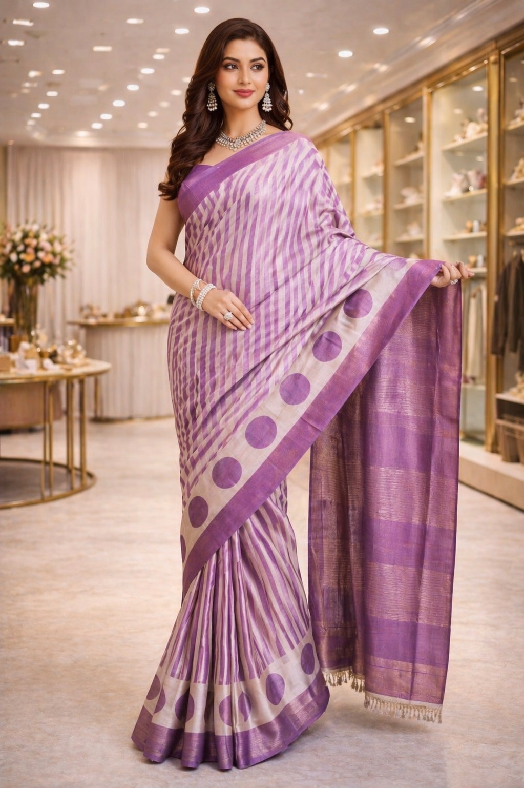 Premium Tassar Silk Saree with Zari Border