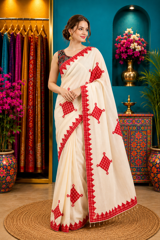 Ranga Alpana Dhanekhali Cotton Saree