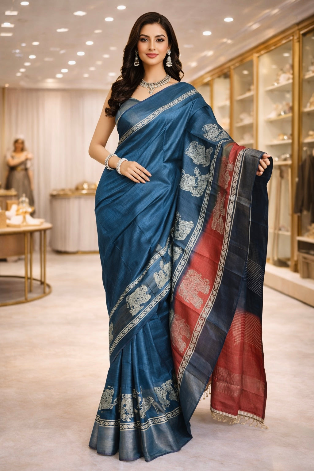 Premium Tassar Silk Saree with Zari Border