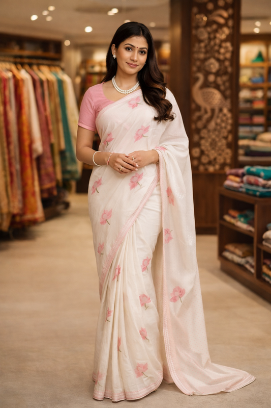 Lotus Cotton Printed Saree