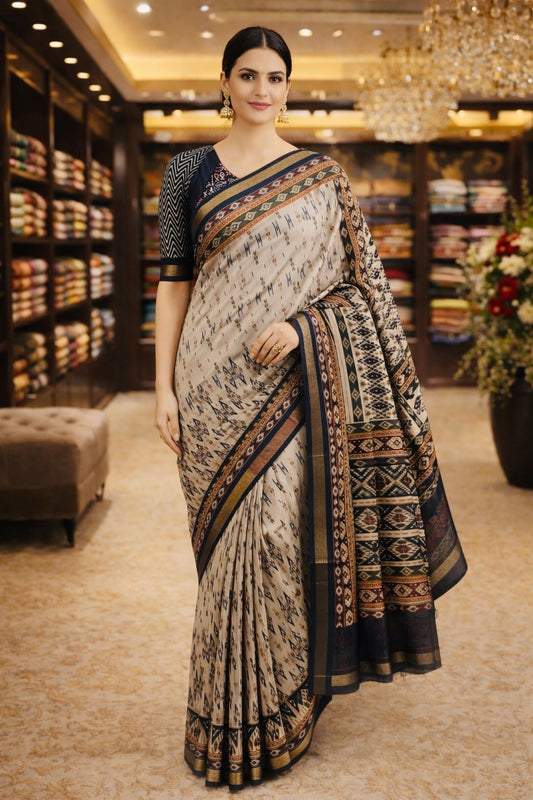 Artisan Ikkat Chanderi Silk Saree