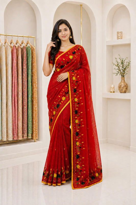Resham Kota Saree with Elegant Lotus Weave
