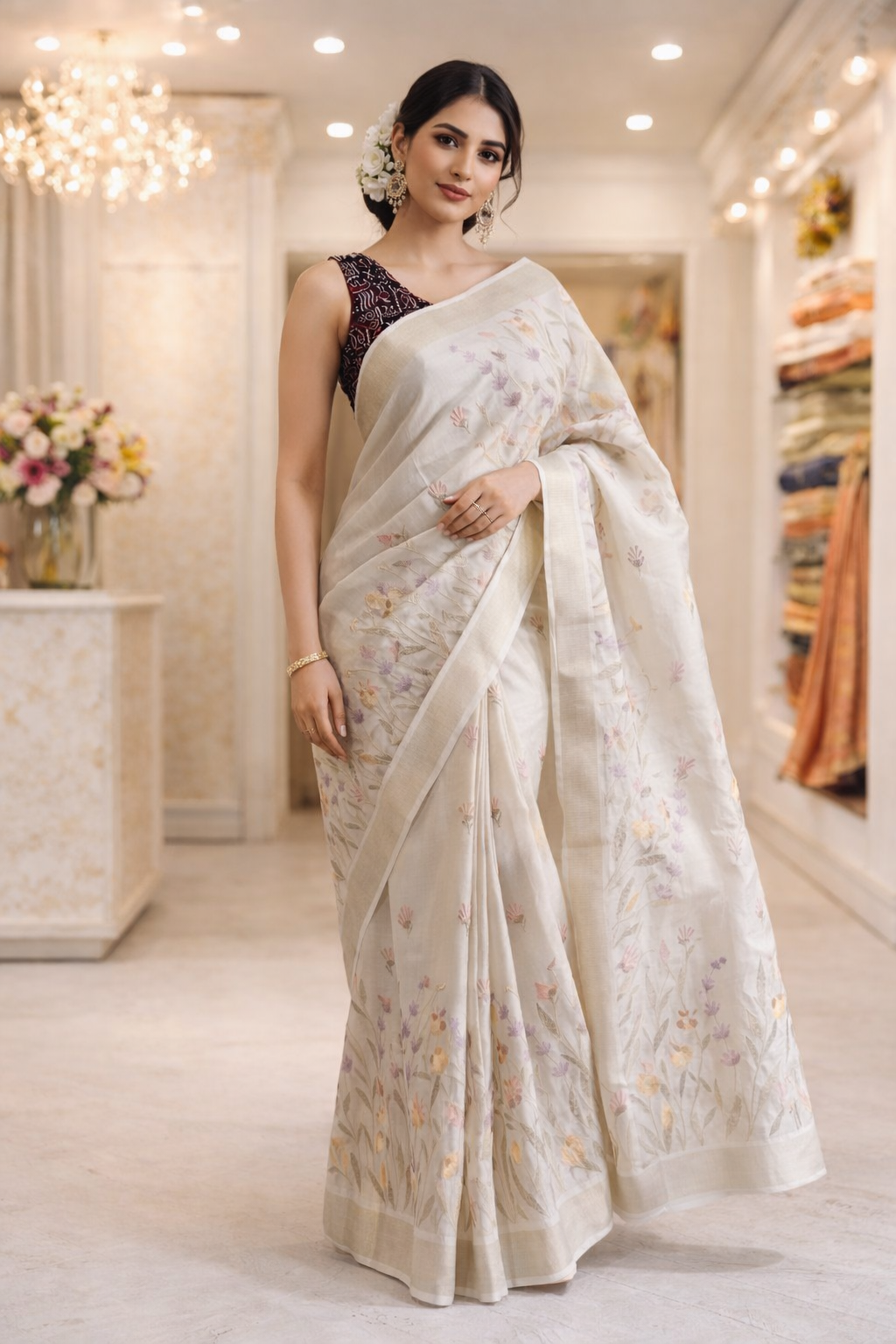 Jute Tissue Soft Sheen Saree